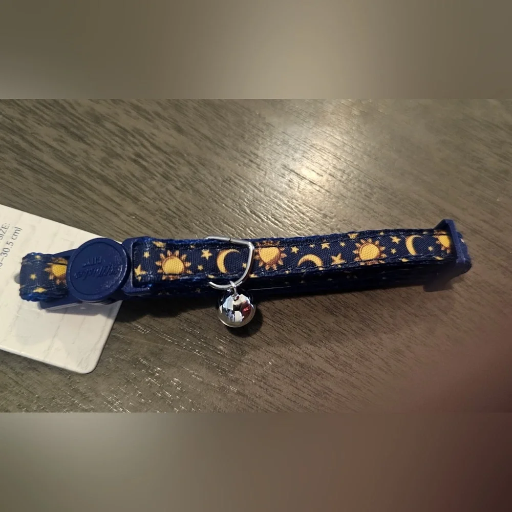 Whisker City Navy Moons Adult Cat Collar